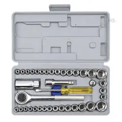 OEM - Juego De Dados Y Herramientas Con Llave Ratchet Y Estuche 40 Piezas