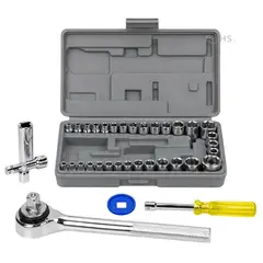 OEM - Juego De Dados Y Herramientas Con Llave Ratchet Y Estuche 40 Piezas