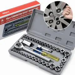 OEM - Juego De Dados Y Herramientas Con Llave Ratchet Y Estuche 40 Piezas