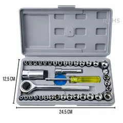 OEM - Juego De Dados Y Herramientas Con Llave Ratchet Y Estuche 40 Piezas