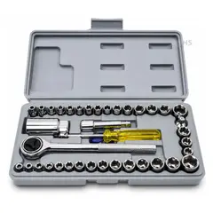 OEM - Juego De Dados Y Herramientas Con Llave Ratchet Y Estuche 40 Piezas