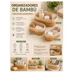 GENERICO - Set 3 und de Canasta Organizador Cesto Multiuso Bambú