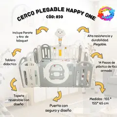 EBABY - CERCO CORRAL PLEGABLE  HAPPY ONE EBABY850  -  GRIS