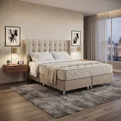 GENERICO - Dormitorio Hypnos  King /Modelo a Cuadros Modernos + Colchón Ortopédico