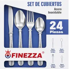 FINEZZA - SET DE CUBIERTOS FINEZZA 24 PIEZAS ACERO INOXIDABLE TEXTURA LABRADA