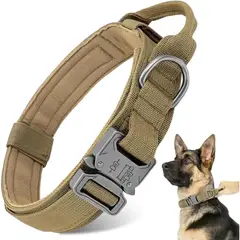 IMPORTADO MC - Collar Táctico para Perros Ajustable con Hebilla Metálica Talla Extra Large Color Khaki