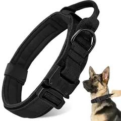 IMPORTADO MC - Collar Táctico para Perros Ajustable con Hebilla Metálica Talla Medium Color Negro
