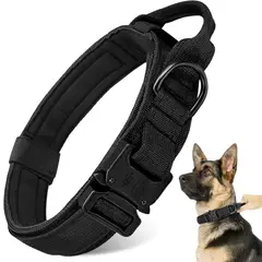 IMPORTADO MC - Collar Táctico para Perros Ajustable con Hebilla Metálica Talla Extra Large Color Negro