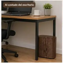GENERICO - Tacho de Basura Elegante con Botón a Presión Diseño Madera