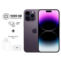 APPLE - Apple Iphone 14 Pro Max 1TB Grafito Purple 5G + Kit de carga. Reacondicionado A2651.