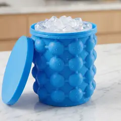 GENERICO - Hielera Cubetera de Silicona 2 en 1 Ice Cube Maker con Tapa y Depósito Azul