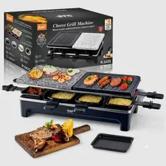 GENERICO - PARRILLA ELECTRICA MUTIFUNCIONAL CON PLANCHA DE PIEDRA Y MINI SARTENES RAF 1500W COD 5425