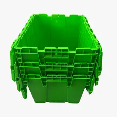 WENCO - CAJA DE PLASTICO CON TAPA ABISAGRADA VERDE 52LT - PACK 2