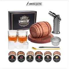 GENERICO - Kit Barril ahumador de whisky con solpete - 6 Astillas de madera.