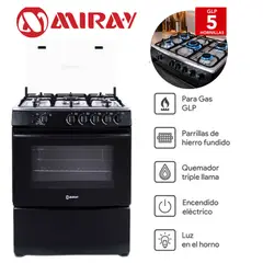 MIRAY - Cocina a Gas Miray GIRASOL PLUS GLP 5 Hornillas
