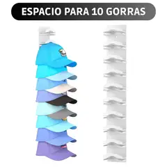 GENERICO - Organizador Vertical Premium Para Gorras 10 Ranuras - Blanco