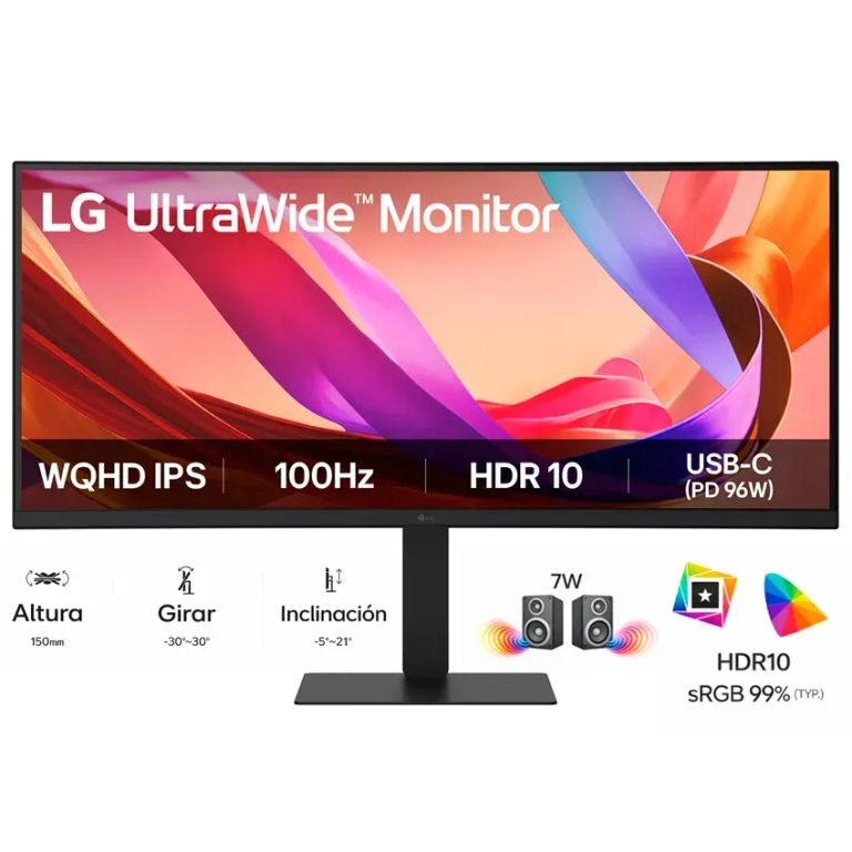Monitor LG UltraWide 34U650A-B 34 Curvo WQHD IPS USB-C 96W HDR10 100Hz