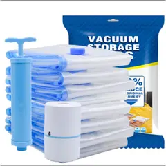 GENERICO - Pack x5 Bolsas Al Vacío Herméticas Incluye Desinflador Alta resistencia Almacenamiento Compresión