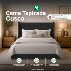 GENERICO - Cama Tapizada Cusco Queen - Color Negro