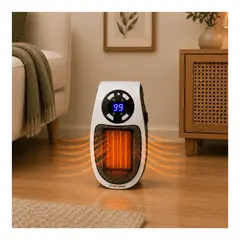 OEM - Calentador Eléctrico Portátil 500W Con Pantalla Digital Control Remoto Y Temporizador