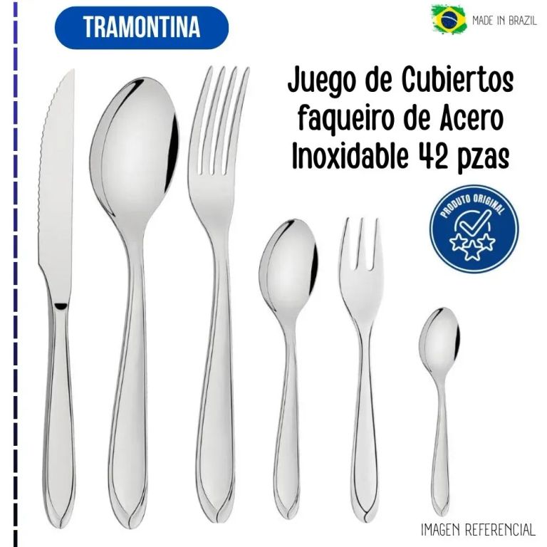 Juego de Cubiertos de Acero Inoxidable TRAMONTINAS 42 pzas