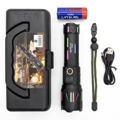 GENERICO - Linterna Táctica LED Recargable USB Lantun EPC-97 3800mAh con Pantalla Digital y Estuche