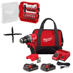 Milwaukee - Taladro percutor/atornillador sin carbones M18 Milwaukee 3602-259 + 1 set de puntas 48-32-4035