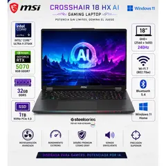 Msi - Laptop MSI Crosshair 18 HX AI 2XWGKG-012US 18″ QHD+ 240Hz Core Ultra 9 RTX 5070 32GB 1TB SSD