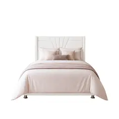 GENERICO - Cama Tapizada Dalia King - Color Blanco Ivory