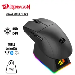 REDRAGON - Mouse Redragon K1NG M999 ULTRA BLACK con Base de Carga