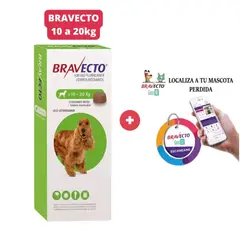 BRAVECTO - Antipulgas Bravecto para perros de 10 - 20 kg + GEOLOCALIZADOR G P S