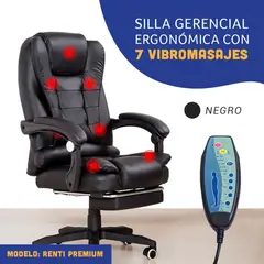 GENERICO - Sillón Gerencial con 7 Puntos de Masajes, Reclinable, Ergonómico con Control Remoto y Reposapiés - Negro