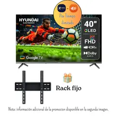 HYUNDAI - TELEVISOR HYUNDAI 40 PULGADAS QLED Google Tv HYLED4029QG +PROMOCION+ RACK IMPORTADO