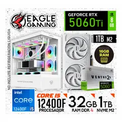 NVIDIA - Computadora PC Gamer INTEL CORE I5 12400F + RTX 5060TI 8GB + RAM 32GB + SSD 1TB.