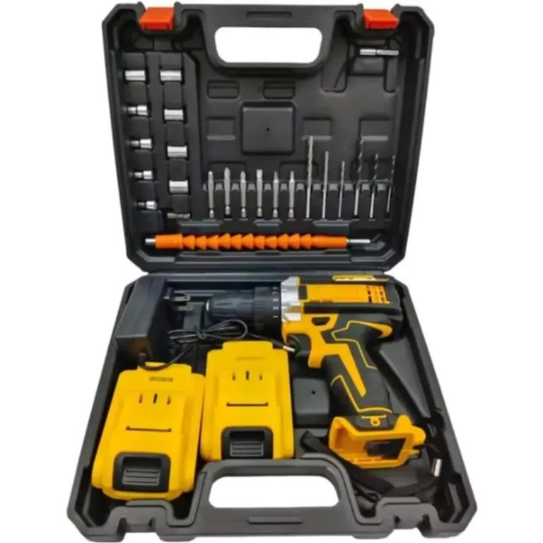 KIT COMPLETO DE TALADRO INALÁMBRICO CON PERCUTOR DOBLE BATER