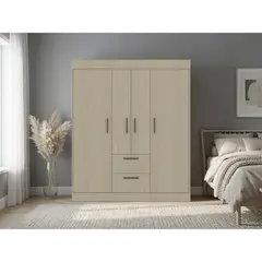 TUHOME - Ropero 4 Puertas 2 Cajones 150Vm Cartagena Y Wengue 177,9x150,3x50,4 Cm