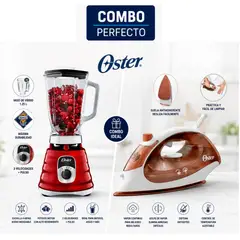 OSTER - Licuadora Clásica Oster de 3 velocidades 1.25L BLST4126R Rojo + Plancha