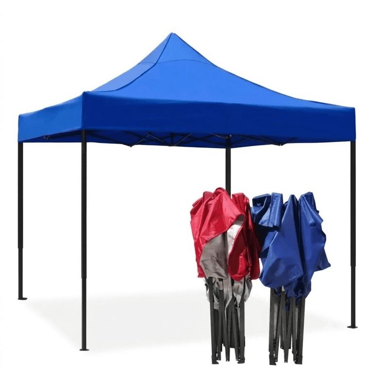 Carpa Para Jardín Y Exterior Con Toldo Plegable De Lona IMPERMEABLE 3x3m Color Azul