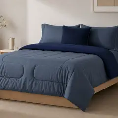 ARLIN TEXTIL - Edredón 150 Hilos Microfibra Damasco / Azul Acero Azul Marino Arlin