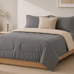 ARLIN TEXTIL - Edredón 150 Hilos Microfibra Damasco / Plomo Beige Arlin