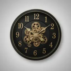 ELMEJORPRECIO - Reloj de Pared con Engranajes Vintage Marco Negro