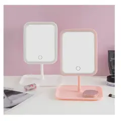 GENERICO - Espejo De Maquillaje LED 3 Tonos Con Base Organizadora