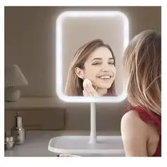 GENERICO - Espejo De Tocador LED Recargable Con Base Porta Accesorios