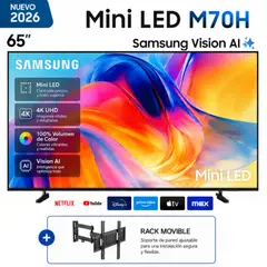 SAMSUNG - Televisor Samsung 65 Mini LED M70H Vision AI Smart TV 2026 + Rack