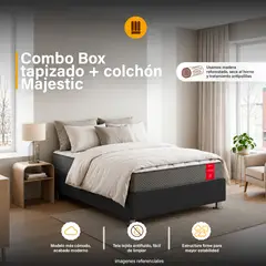 GENERICO - Combo Box Tarima reforzado y acolchado Pcromadas + colchón Paraíso Majestic - 2plz - Negro