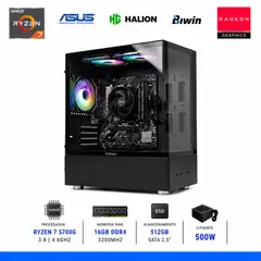 AMD CORP - PC GAMER RYZEN 7 5700G, 16GB (2x8GB), SSD 512GB, CASE RGB, 500W.