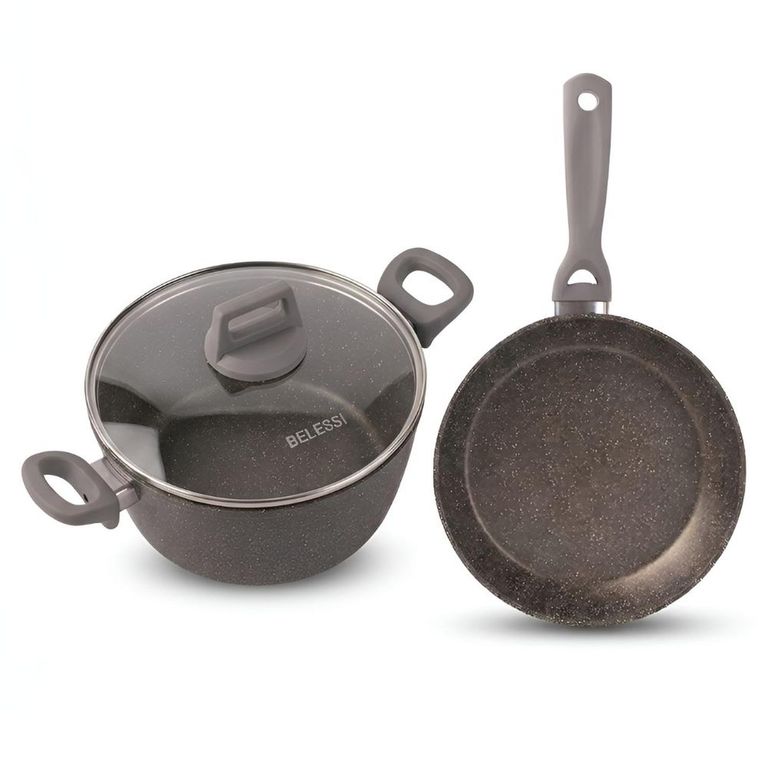 Combo x2 Cacerola 24cm con tapa de vidrio + Sartén M - 24cm