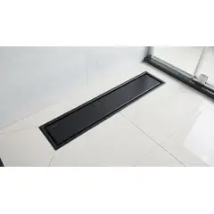 GENERICO - SUMIDERO 40x10CM NEGRO MATE EN ACERO INOXIDABLE CON TRAMPA ANTIOLORES