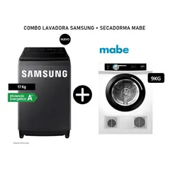 SAMSUNG - Lavadora Samsung Ecobubble 17kg Grafito Wa40f17e7cpe + Secadora Mabe eléctrica 9KG