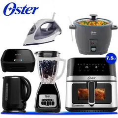 OSTER - Combo Oster 6 en 1: Freidora de Aire + Arrocera + Licuadora + Hervidor + Plancha + Sandwichera